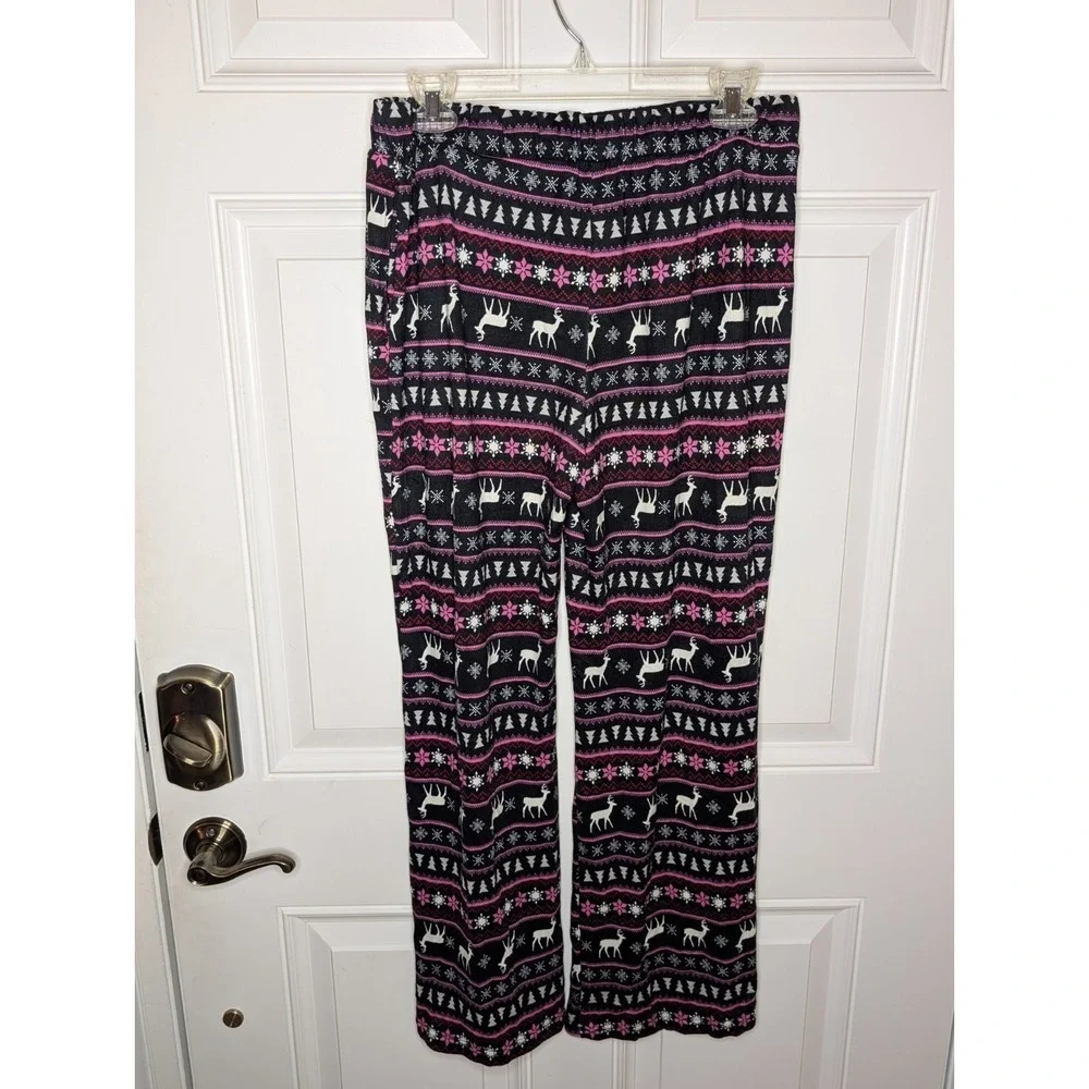 Muk Luks Women's 3 Piece Ribbed Knit Pajama Dancing Deer Size Medium NEW